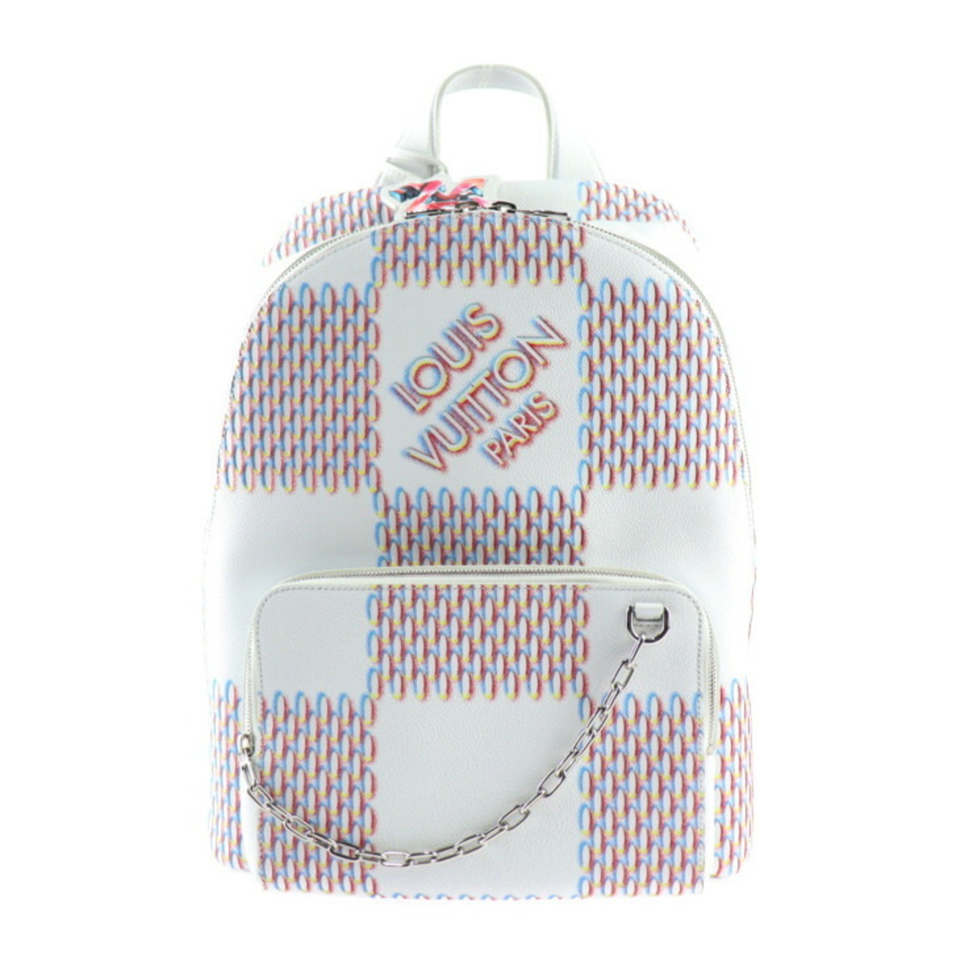 LOUIS VUITTON Louis Vuitton Racer Backpack Damier Spray Rucksack/Daypack M20664 PVC Leather White Red