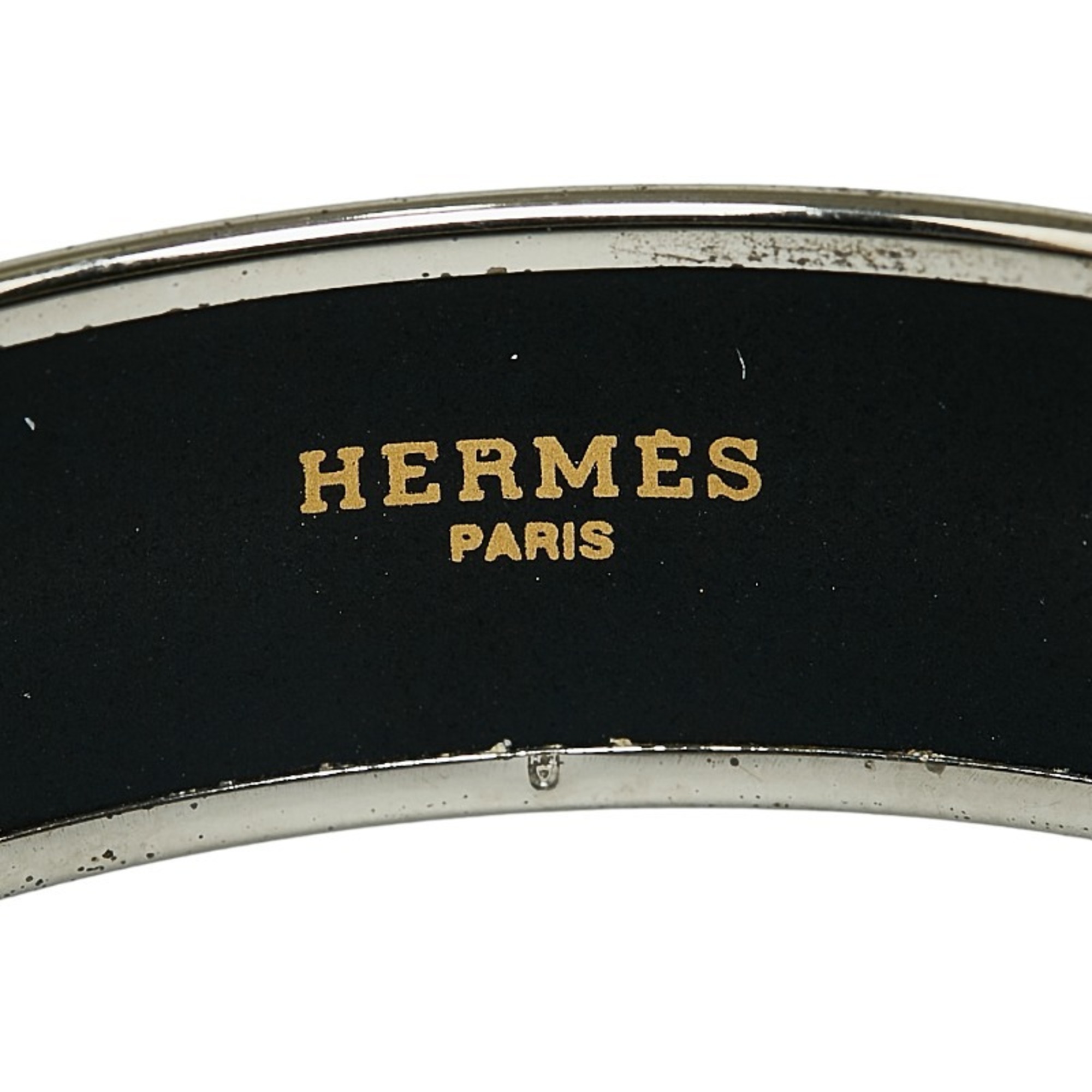 Hermes Enamel GM Cloisonné Carriage Stamp Bangle Bracelet Silver Blue Multicolor Metal Women's HERMES