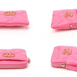 Chanel Matelasse 19 Fragment Case Coin Business Card Holder/Card AP2086 Lamb Leather Pink S-155076