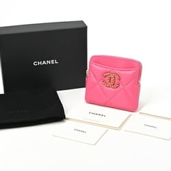 Chanel Matelasse 19 Fragment Case Coin Business Card Holder/Card AP2086 Lamb Leather Pink S-155076