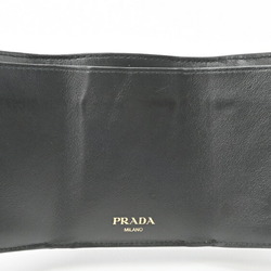 Prada Trifold Wallet Compact 1MH021 Leather Black E-155092