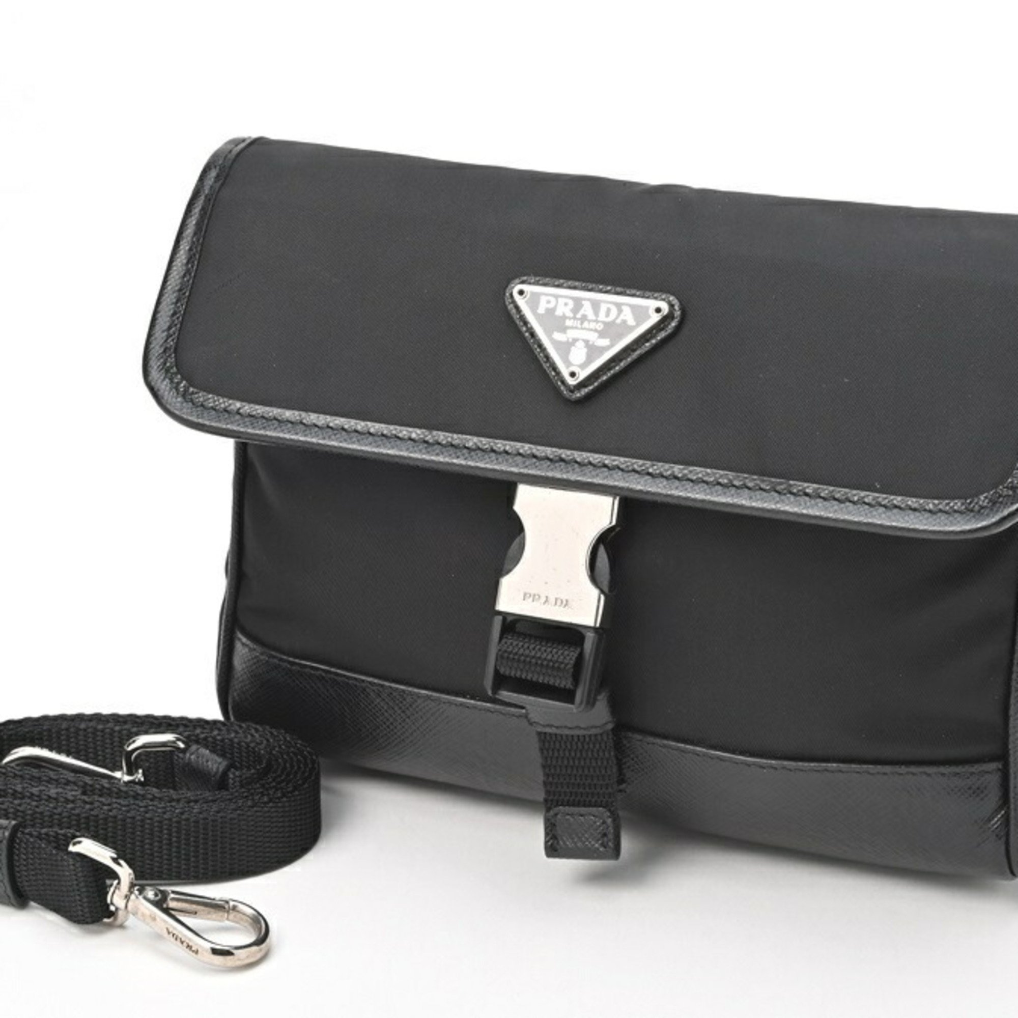 Prada Re-Nylon Saffiano Leather Smartphone Case Nylon 2ZH108 Black E-155096