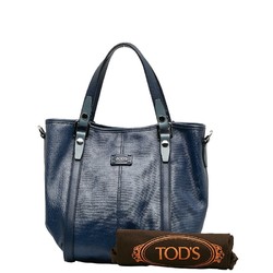 Tod's TOD’S Handbag Tote Bag Metallic Blue PVC Leather Women’s