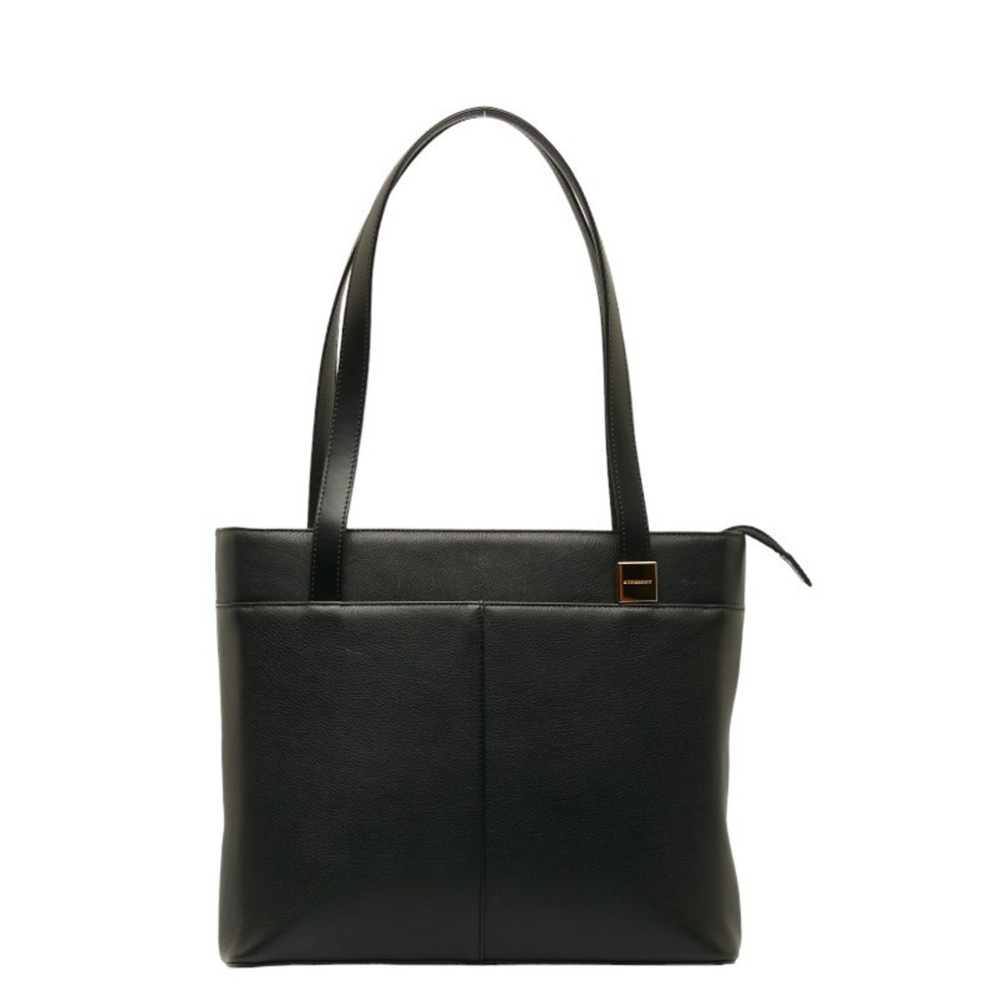 Burberry Nova Check Tote Bag Handbag Black Leather Women's BURBERRY