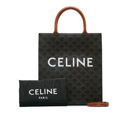 Celine Triomphe Vertical Cover Small Handbag Shoulder Bag Brown PVC Leather Women's CELINE