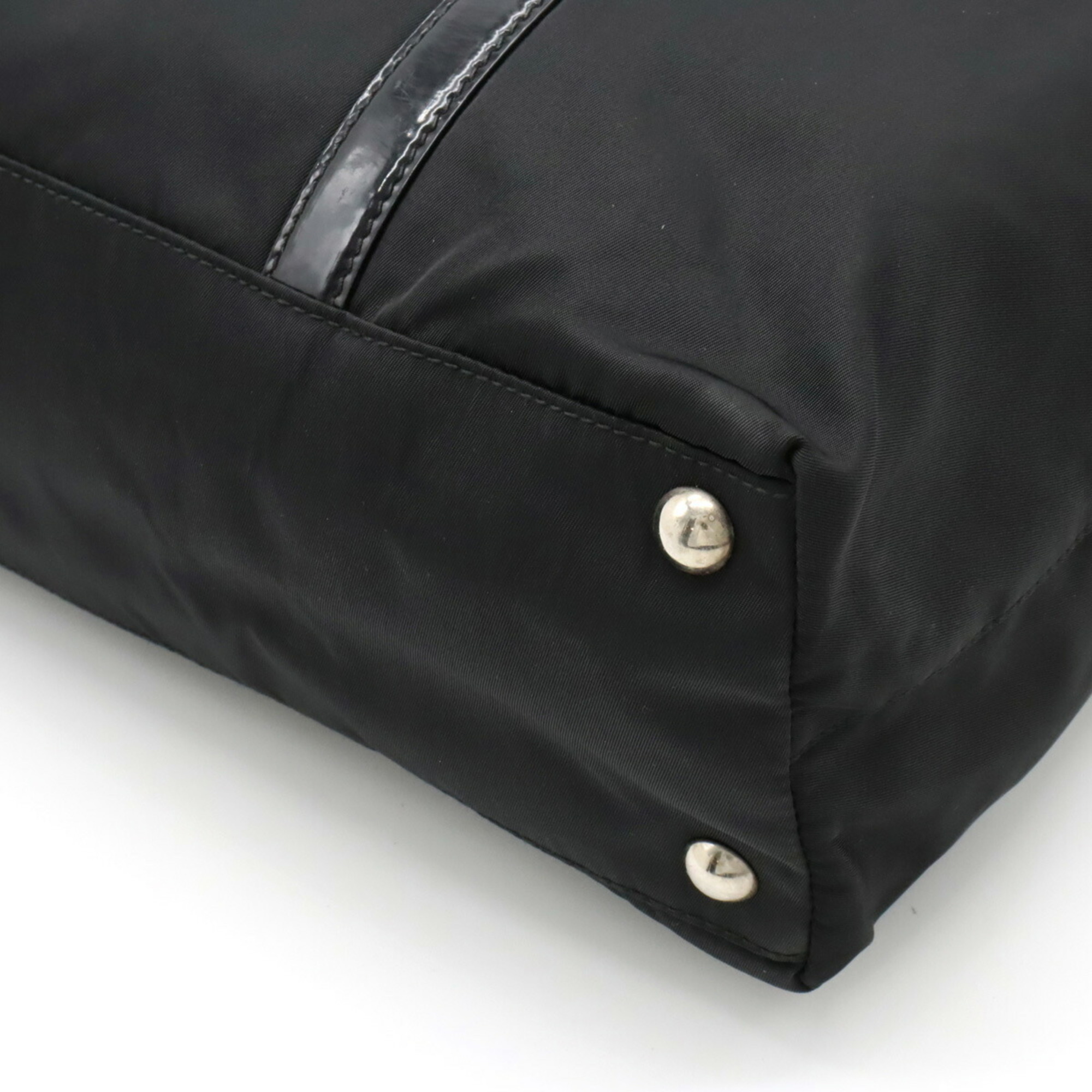 PRADA Prada Tote Bag Handbag Shoulder Nylon Patent Leather NERO Black BN1057