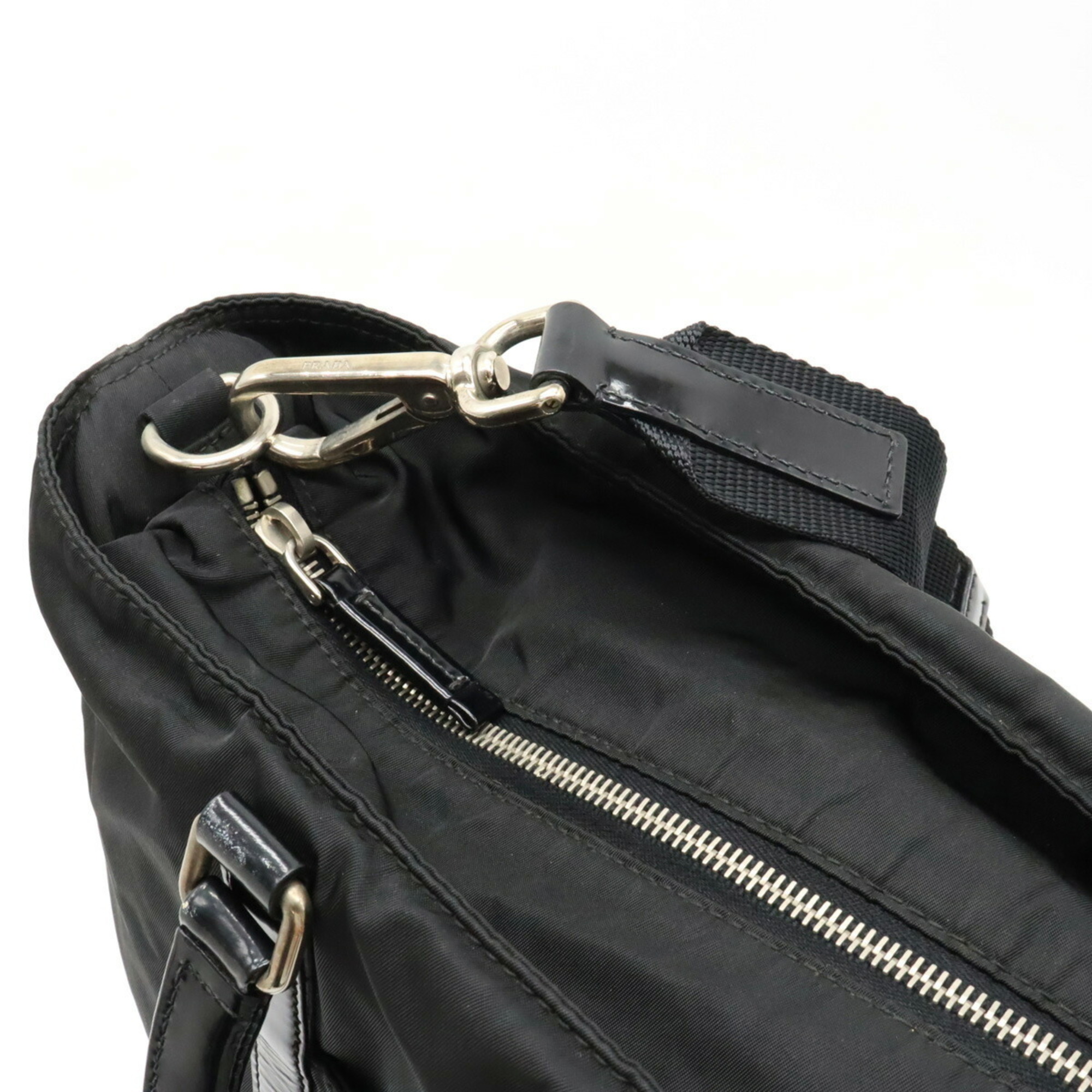 PRADA Prada Tote Bag Handbag Shoulder Nylon Patent Leather NERO Black BN1057