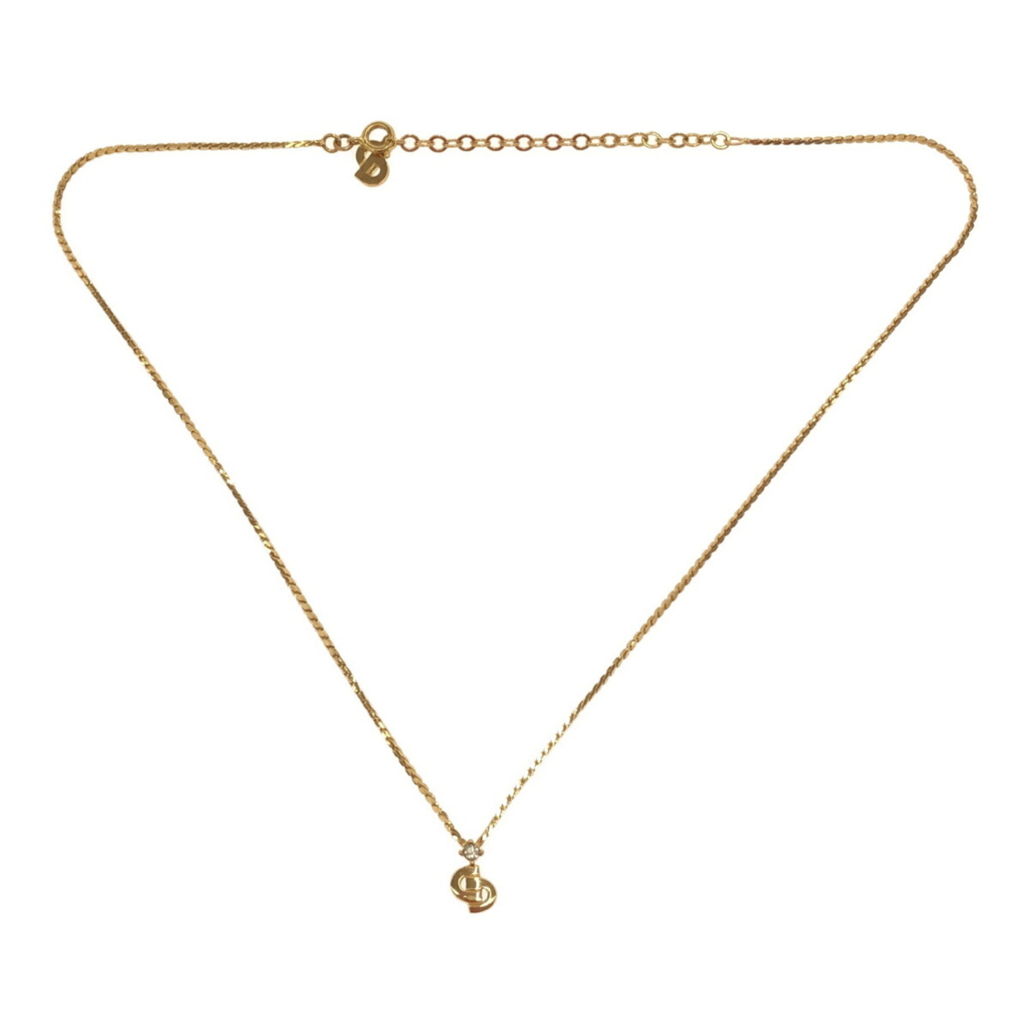 Christian Dior CD Necklace Gold Stone Ladies vintage IT4SJZ4L0G5O RM1039R