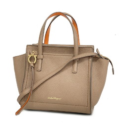 Salvatore Ferragamo Handbag Gancini Leather Orange Brown Ladies