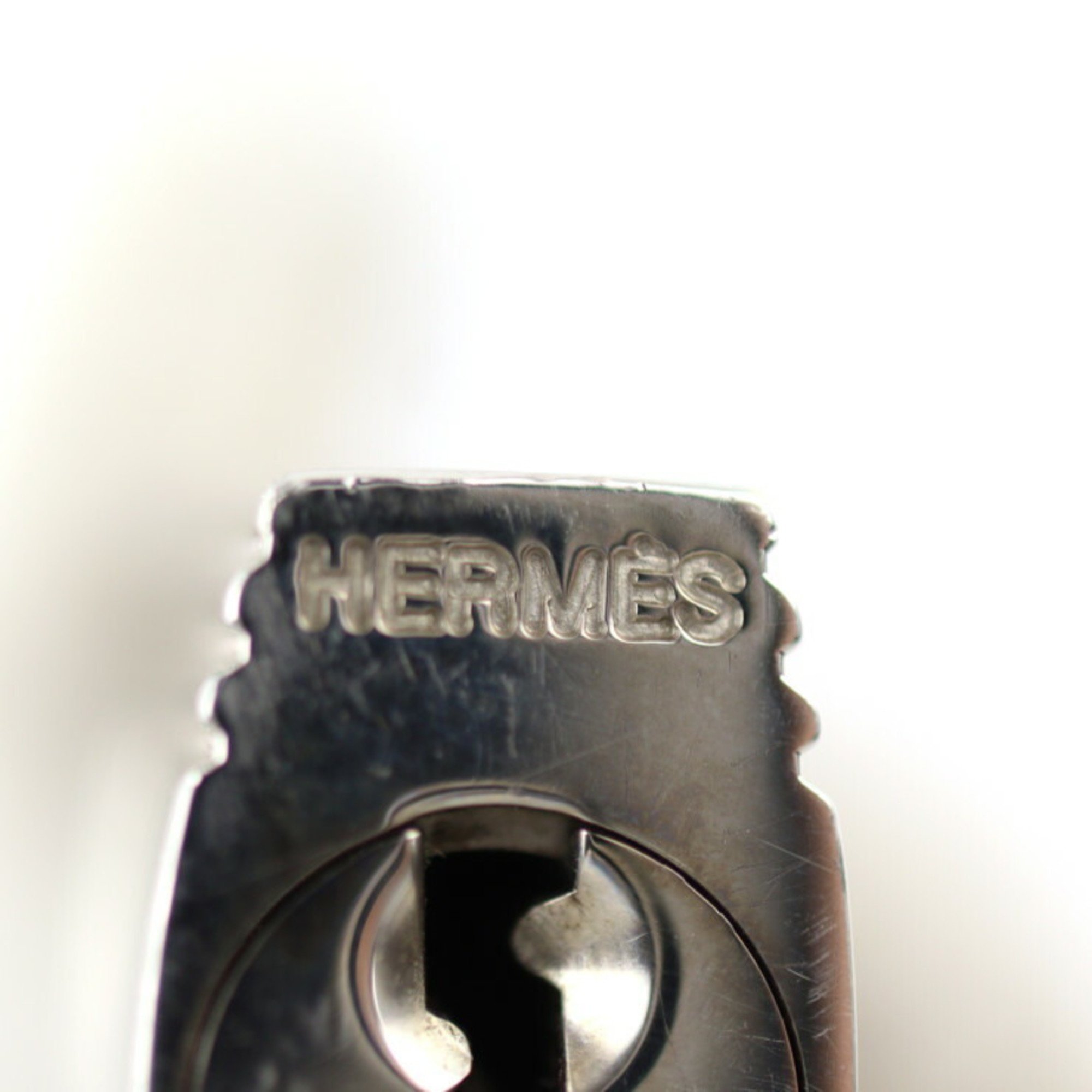 HERMES Padlock Cadena Metal Silver Key Bag Charm