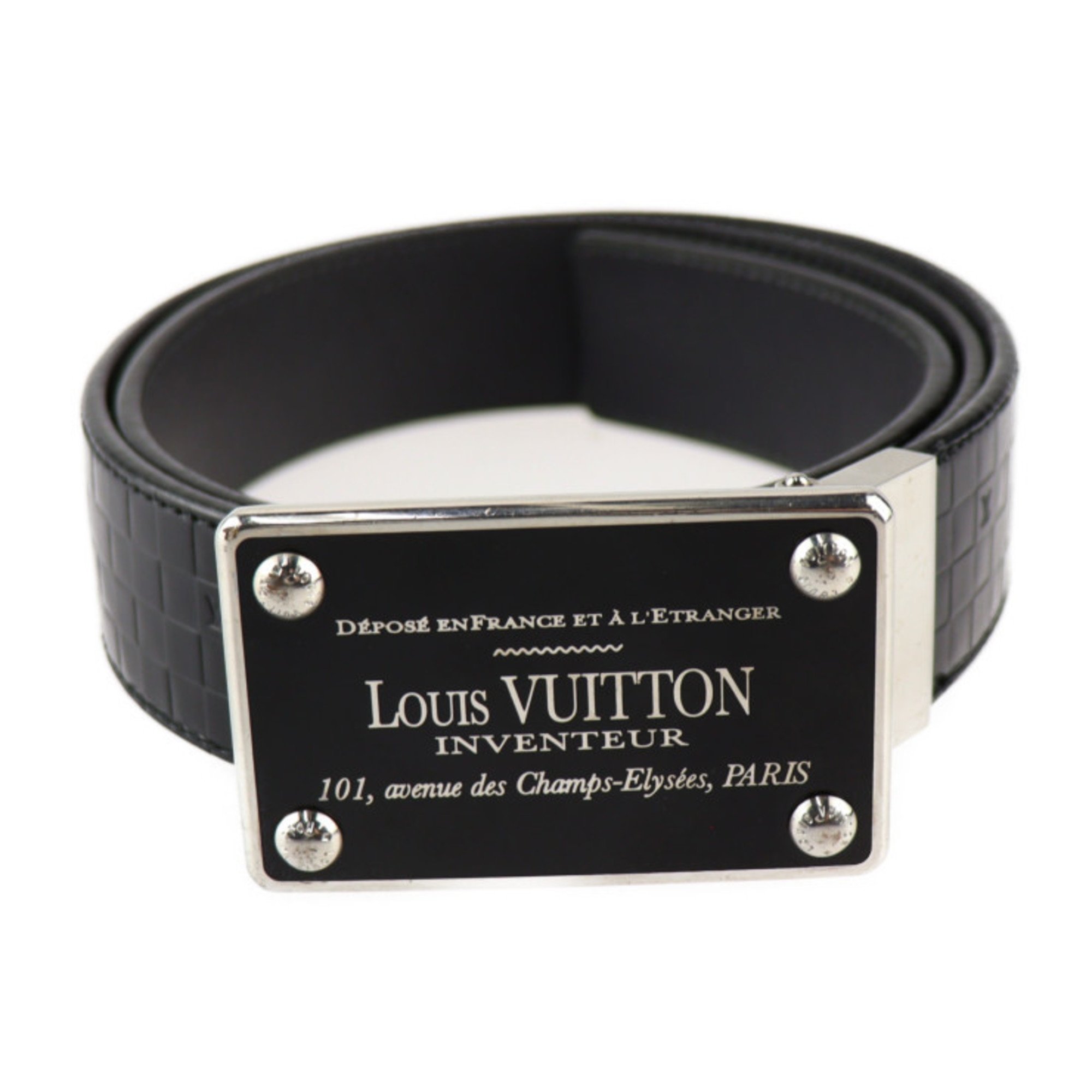 LOUIS VUITTON Sainteur Enventur belt M6820V Notation size 85/34 Embossed leather Black Reversible Vuitton