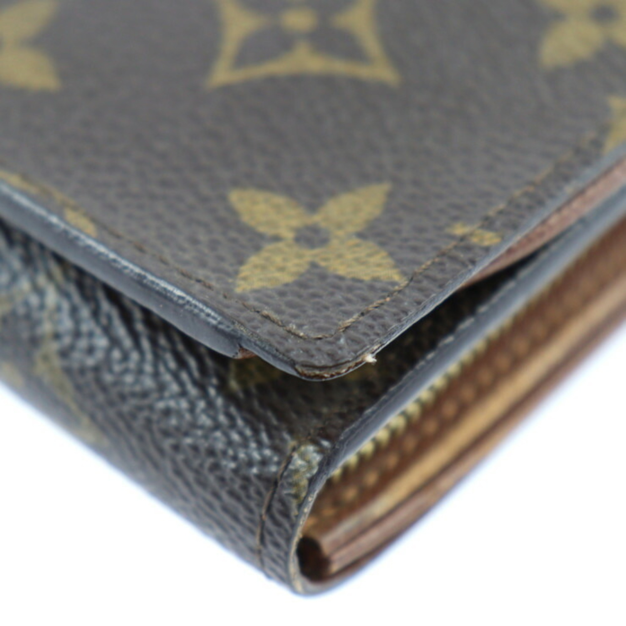 LOUIS VUITTON Portomone Bier Tresor Bifold Wallet M61730 Monogram Canvas Leather Brown L-shaped Vuitton