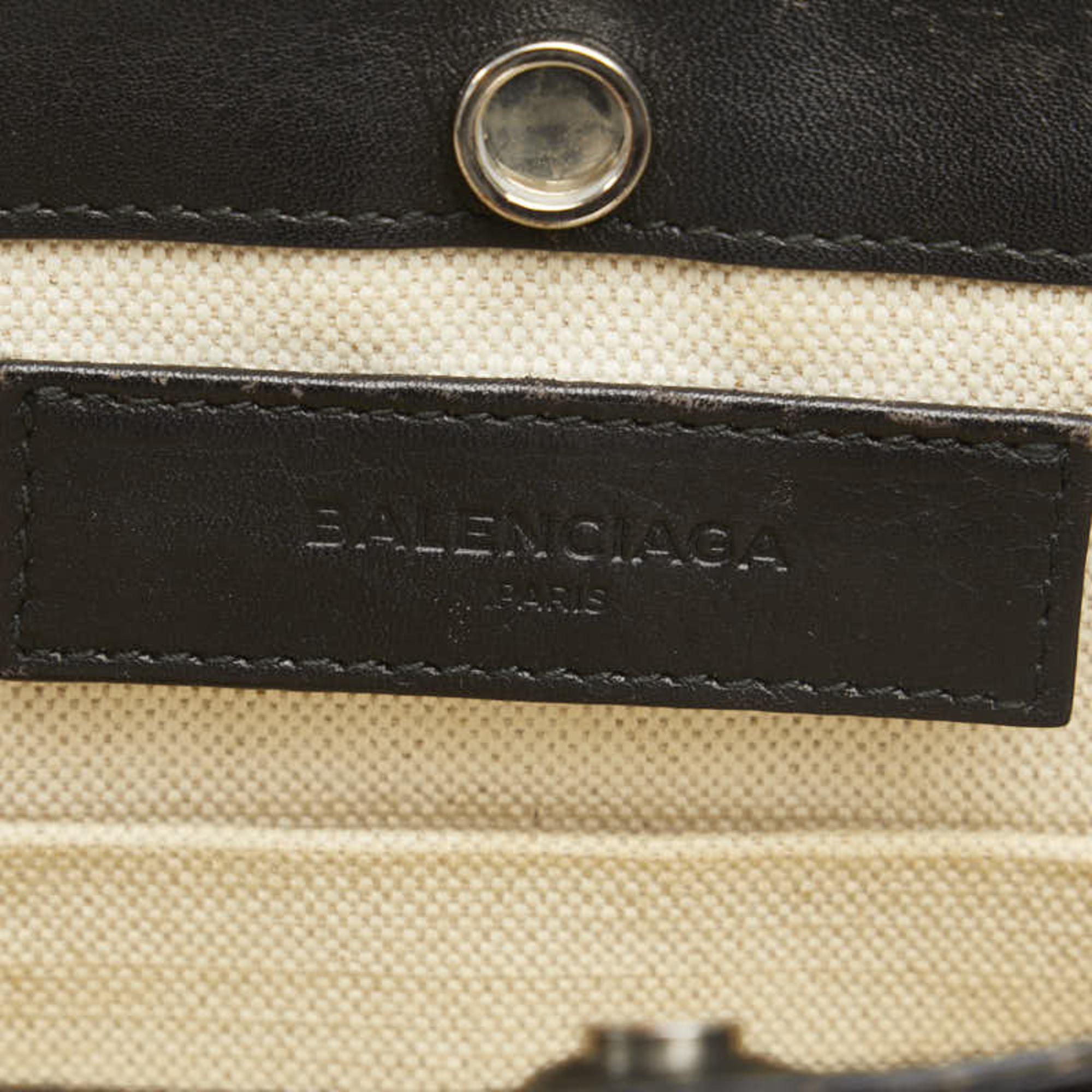 Balenciaga Navy Pochette Shoulder Bag 339937 White Black Canvas Leather Women's BALENCIAGA