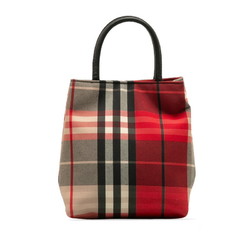 Burberry Nova Check Handbag Red Multicolor Canvas Leather Women's BURBERRY