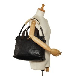 CELINE Handbag Shoulder Bag Black Brown Leather Ladies