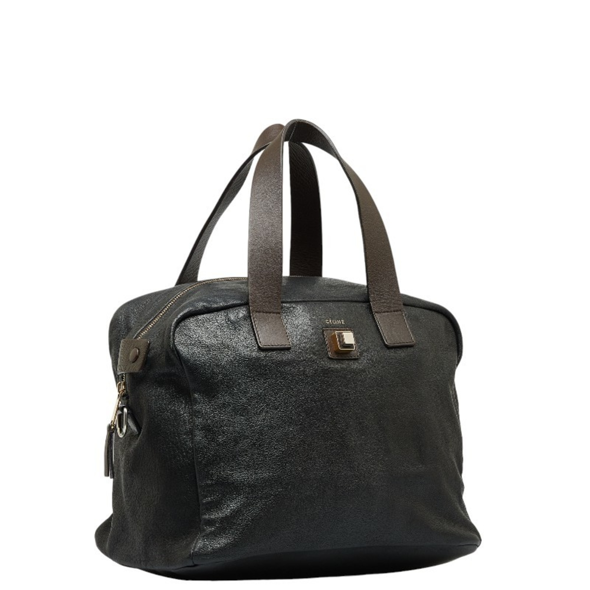 CELINE Handbag Shoulder Bag Black Brown Leather Ladies