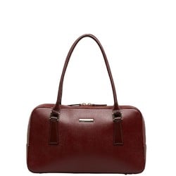 Burberry Nova Check Handbag Red Leather Women's BURBERRY