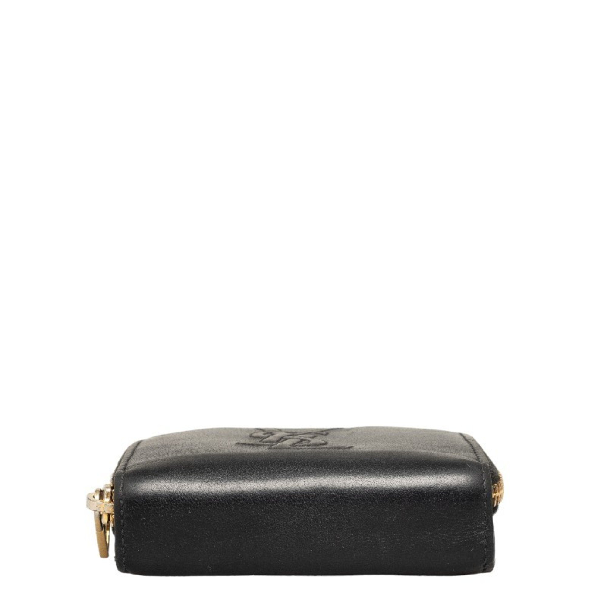 Saint Laurent YSL Bifold Wallet Compact GUE568985 Black Leather Women's SAINT LAURENT