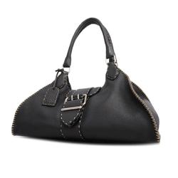 Fendi Handbag Selleria Leather Black Ladies
