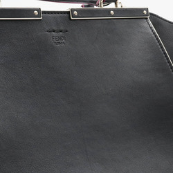 FENDI Troisajours Handbag Shoulder Bag Leather Black 8BH279