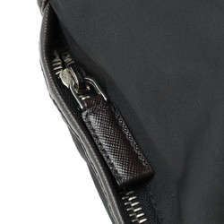 PRADA Prada Jacquard Shoulder Bag Nylon NERO Black Dark Brown VA0768