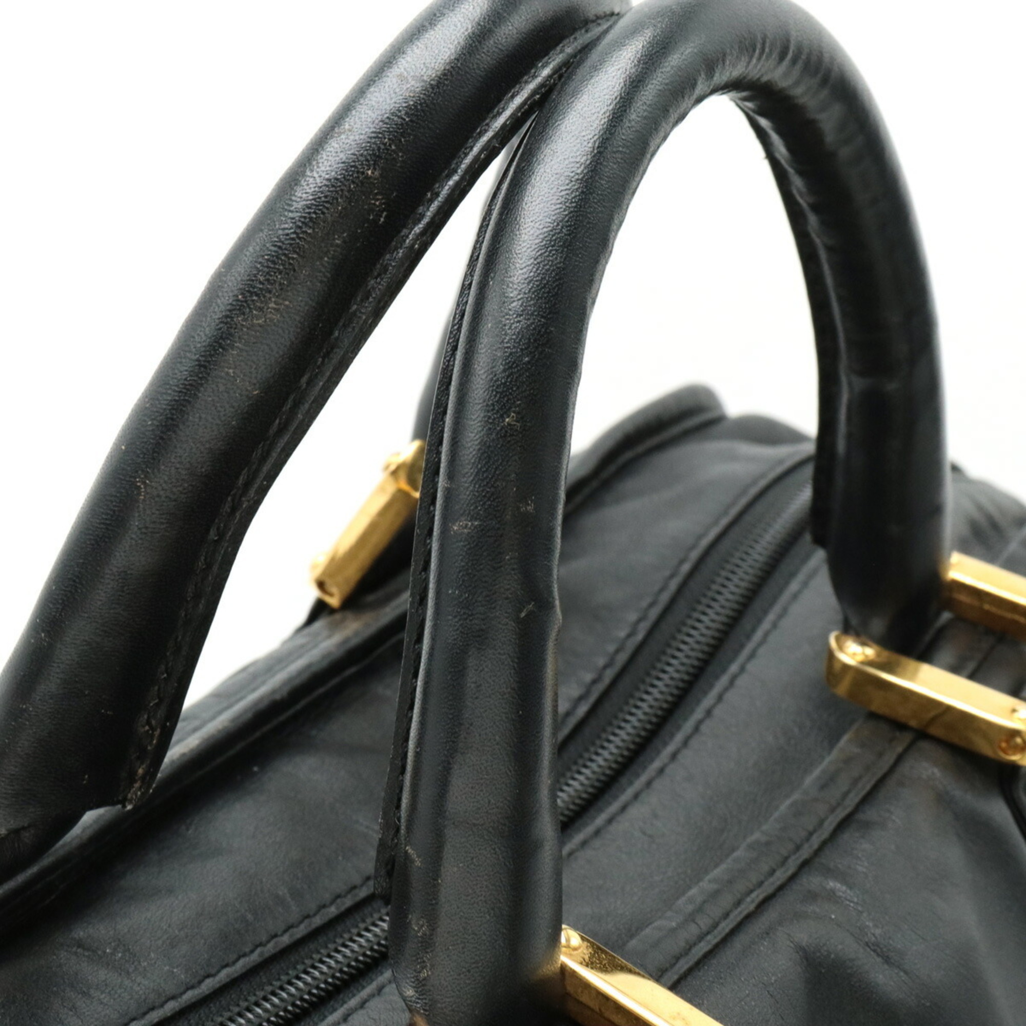 LOEWE Amazona 40 Anagram Handbag Boston Bag Travel Leather Black