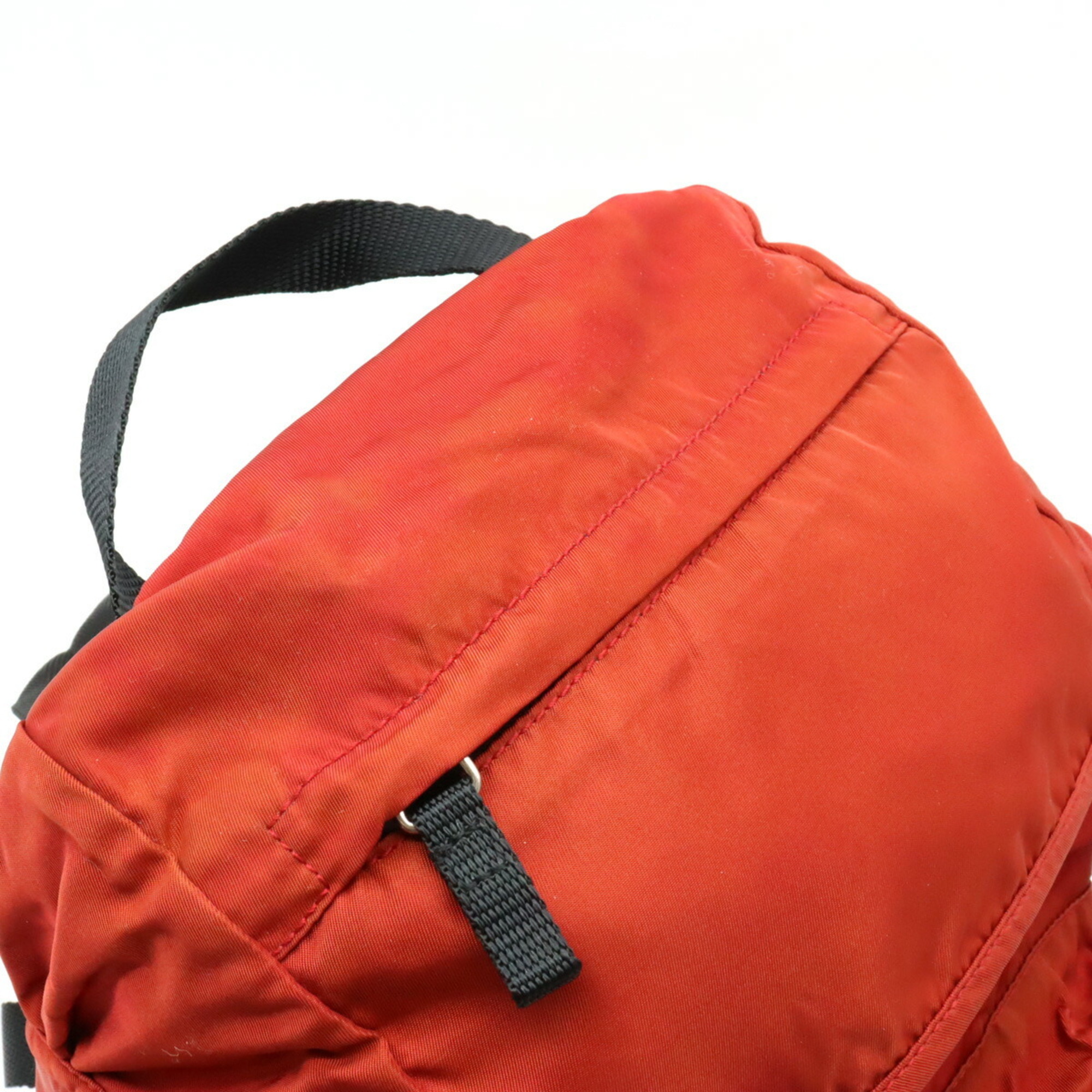 PRADA Prada Backpack Rucksack Daypack Shoulder Bag Nylon Orange Red V140