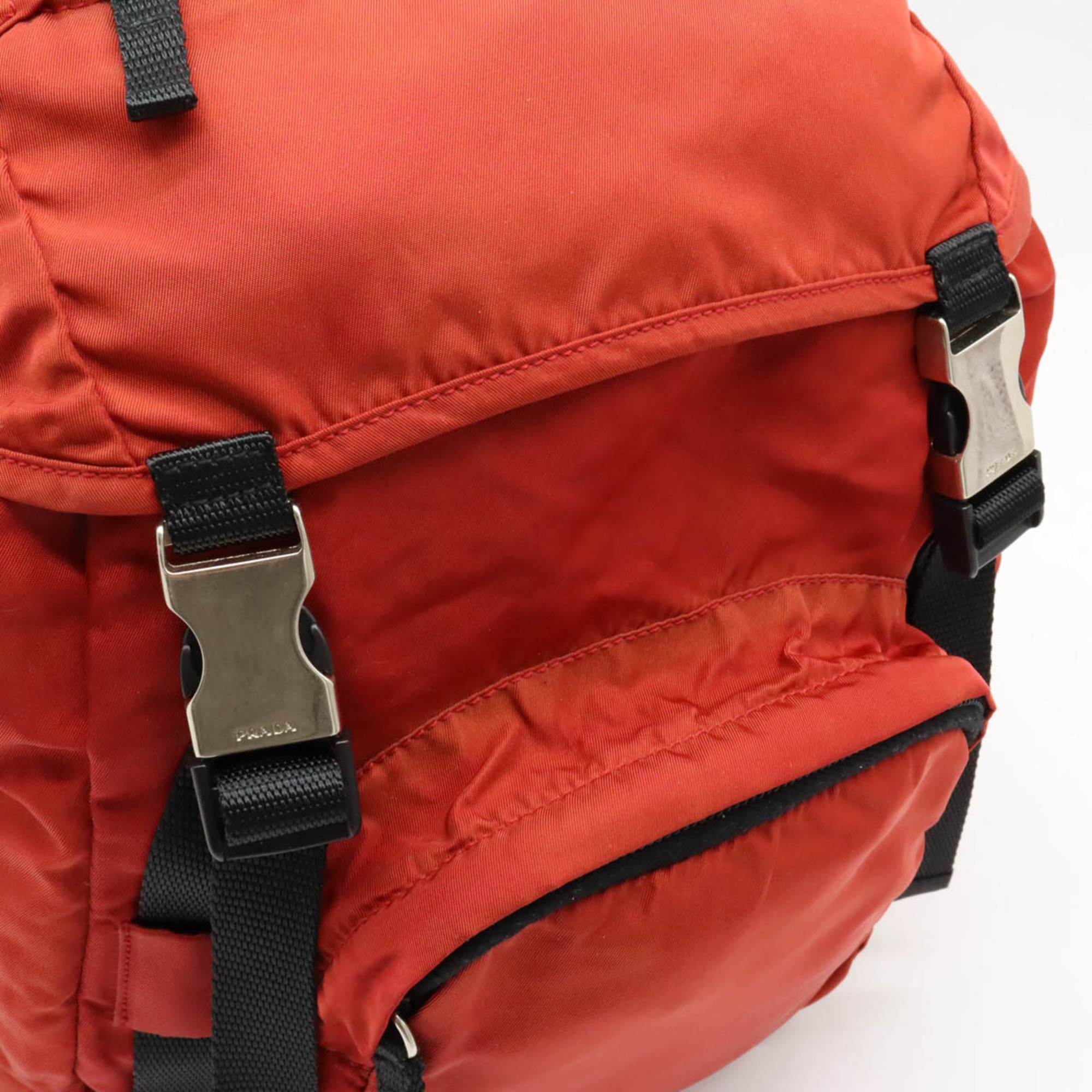 PRADA Prada Backpack Rucksack Daypack Shoulder Bag Nylon Orange Red V140