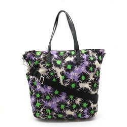 PRADA Prada tote bag shoulder flower print nylon leather black purple multicolor B4696F