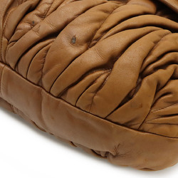 Miu Miu Miu Gathered Shoulder Bag Leather Brown