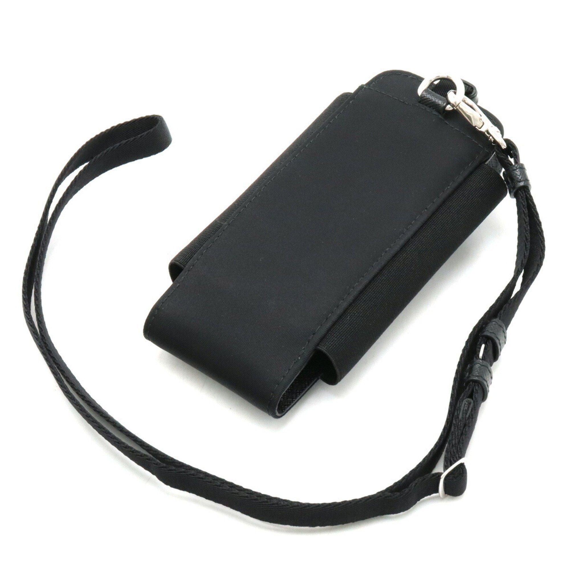 PRADA TESSUTO TRIANGO Smartphone Case Mobile IQOS Neck Strap Nylon NERO Black Boutique Purchased Item 1ZT023