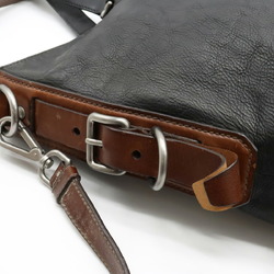 PRADA Prada tote bag large shoulder leather NERO black brown VA0752