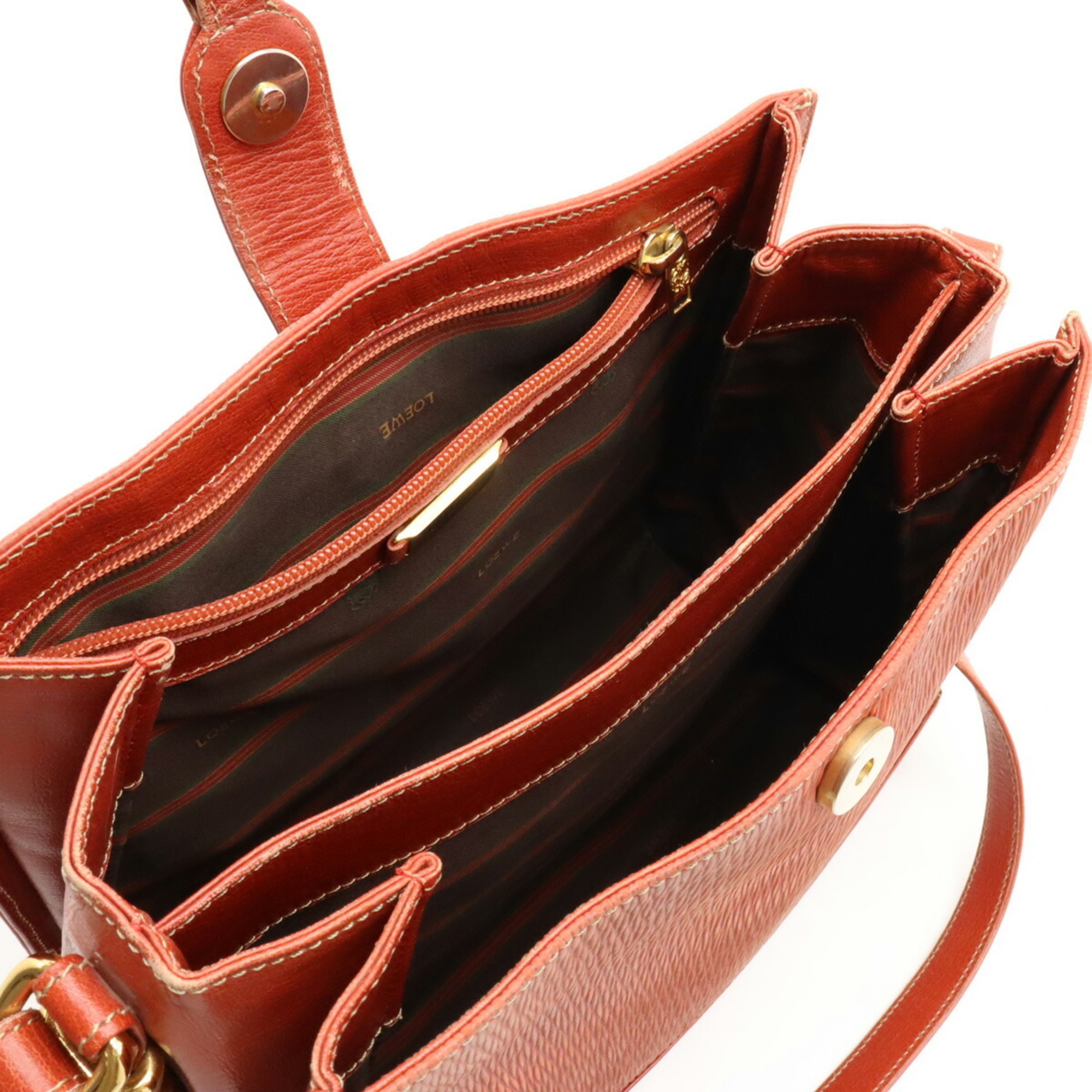 LOEWE Velazquez Shoulder Bag Nubuck Leather Terracotta Red Brown