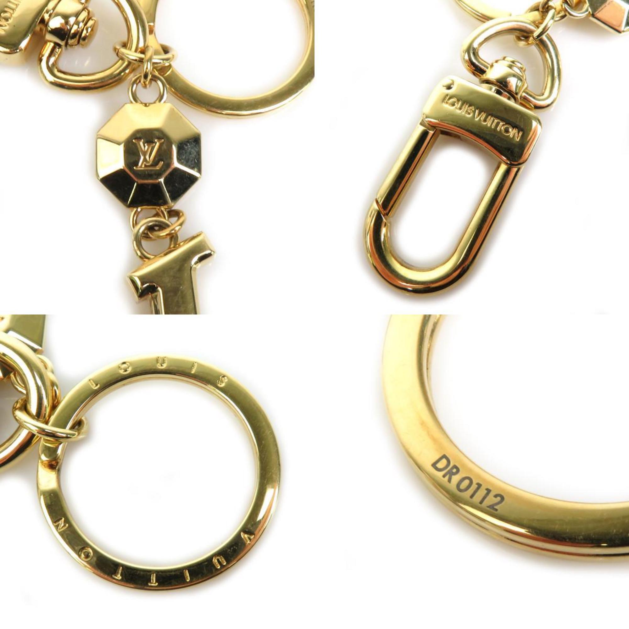 LOUIS VUITTON Charm Key Ring LV Facet Metal Gold Women's M65216