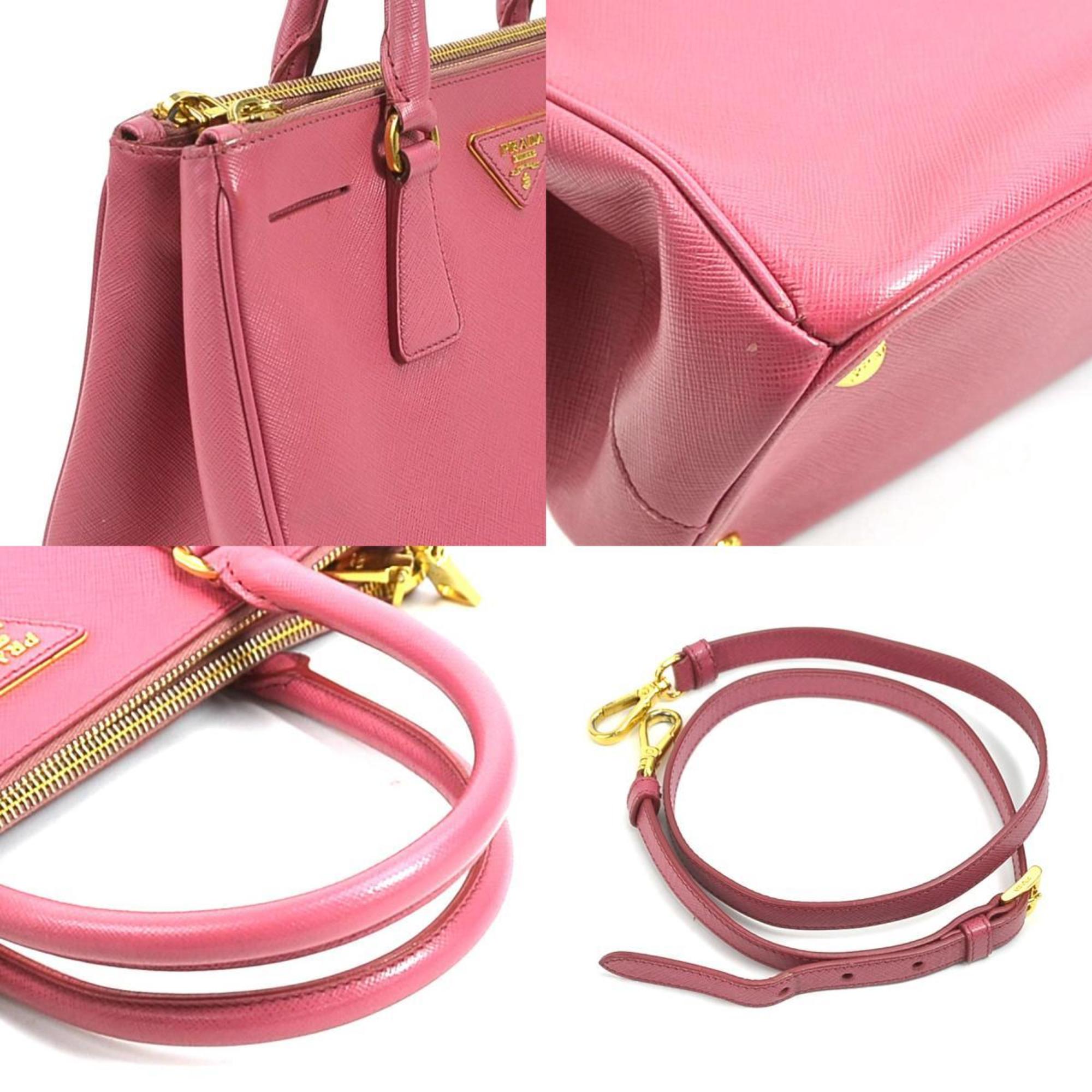 Prada PRADA handbag shoulder bag leather pink gold ladies