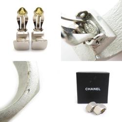 CHANEL earrings here mark metal matte silver ladies