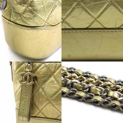 CHANEL Shoulder Bag Gabrielle Leather/Metal Gold/Silver Ladies