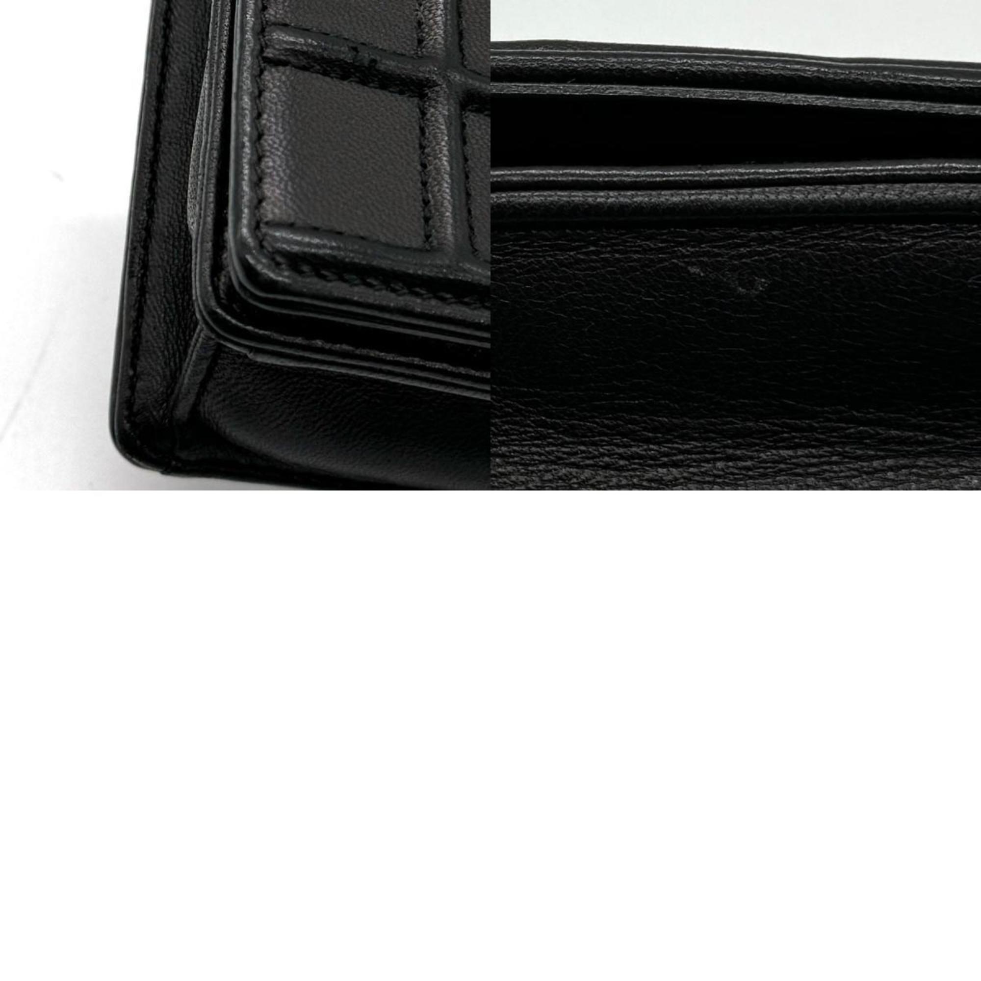 Christian Dior Crossbody Shoulder Bag Diorama Leather Black Women's