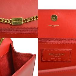 Saint Laurent SAINT LAURENT Crossbody Shoulder Bag Leather/Metal Red/Gold Women's