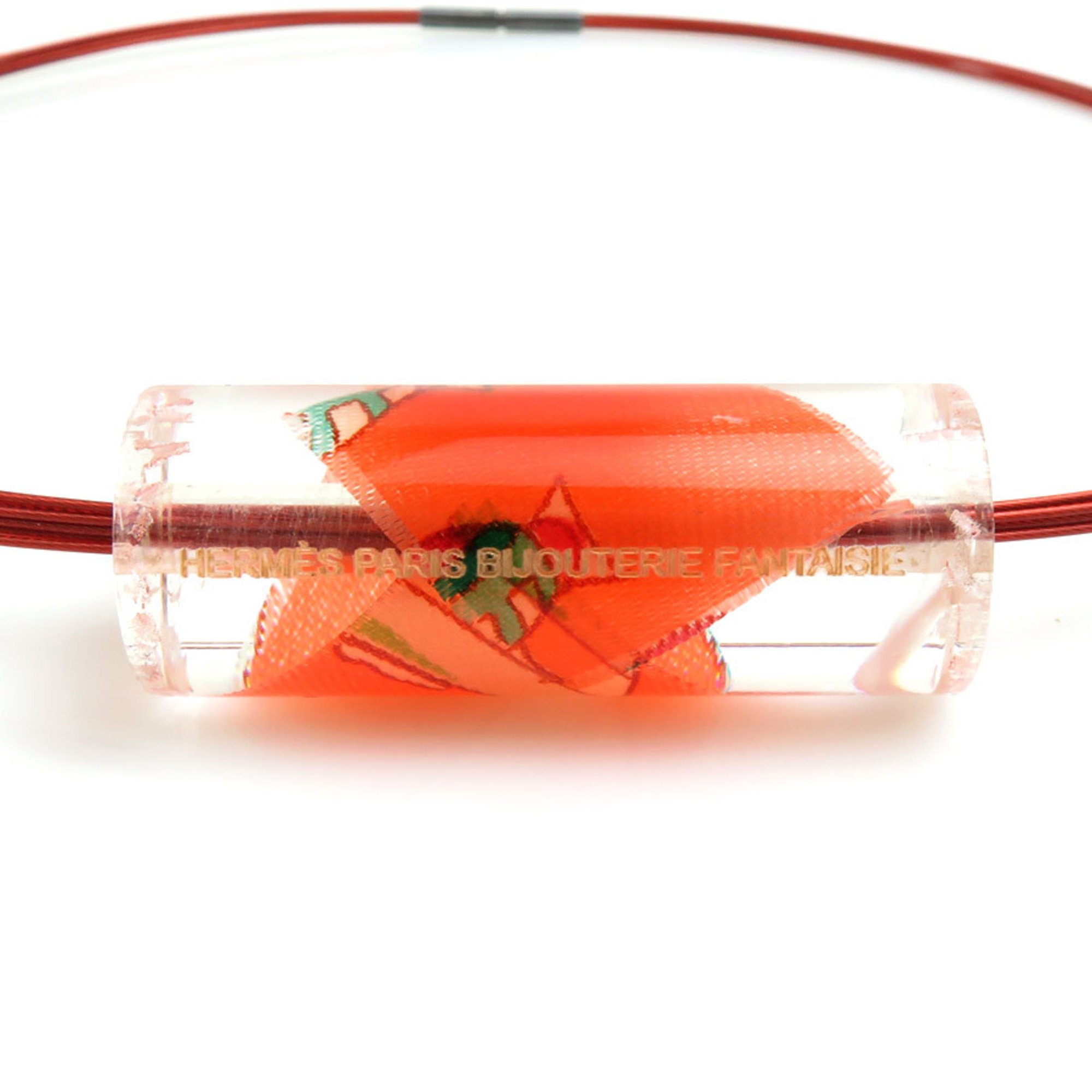 HERMES Necklace BIJOUTERIE FANTAISE Resin Red Ladies