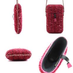 CHANEL Smartphone Case Phone Holder Tweed Pink Ladies