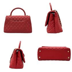 CHANEL Handbag Shoulder Bag Coco Handle 29 Caviar Skin Leather Red Ladies