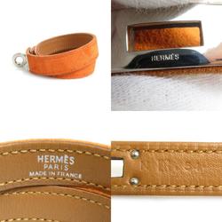 Hermes HERMES Bracelet Kelly Suede/Metal Orange/Silver Ladies