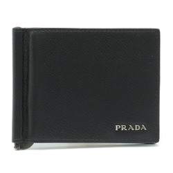 PRADA Bifold Billfold Wallet Money Clip Type Leather NERO Black Navy 2MN077