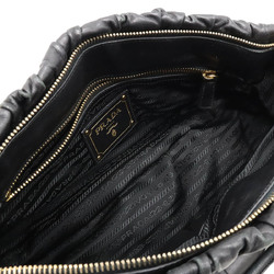 PRADA Prada gathered handbag shoulder bag leather NERO black BN1407