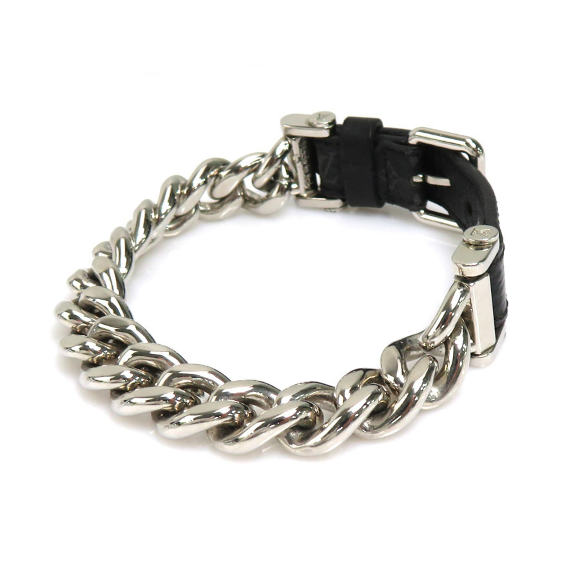 LOUIS VUITTON Bracelet Monogram Eclipse Chain Metal/Monogram Black x Silver Men's M64225