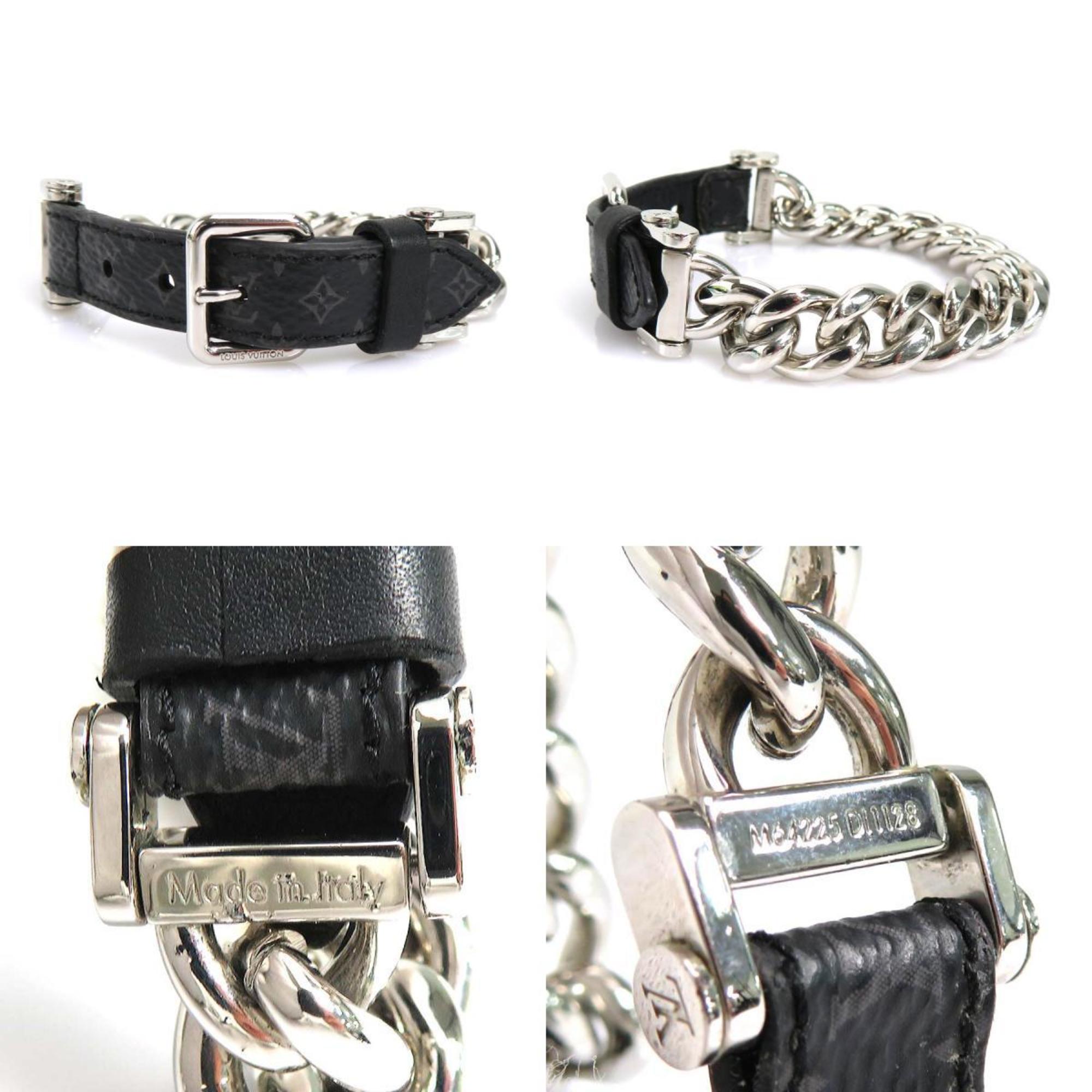 LOUIS VUITTON Bracelet Monogram Eclipse Chain Metal/Monogram Black x Silver Men's M64225
