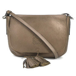LOEWE Crossbody Shoulder Bag Anagram Tassel Leather Metallic Brown Women's