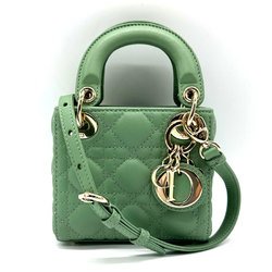 Christian Dior Shoulder Bag Mini Lady Micro Lambskin Pale Green Ladies
