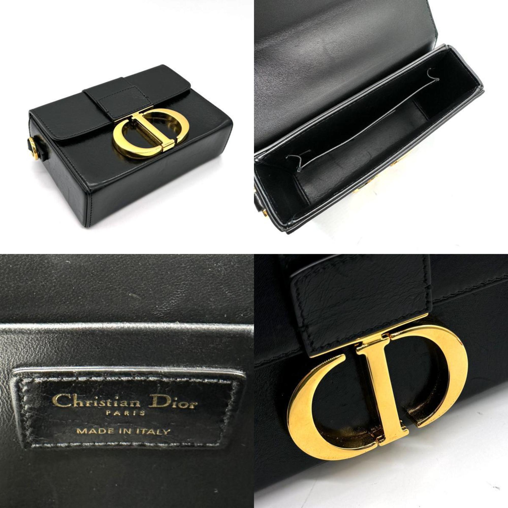 Christian Dior Crossbody Shoulder Bag 30 Montaigne Leather Black Ladies